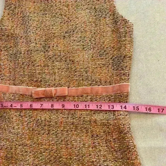 Women’s Sleeveless Winter Tailored‎ Tweed Midi Peach Pastel Classic Dress size4 - Picture 10 of 16